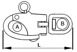 Snapsluiting met dubbele scharnier voor spi AISI 316 105 mm
